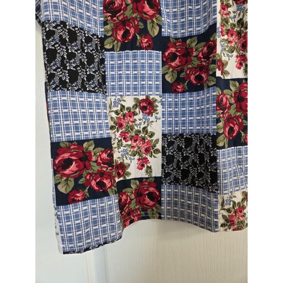 Vintage Bobbie Brooks Patchwork Rose Floral Plaid Buttondown Shirt, Plus 22W/24W - Picture 12 of 12